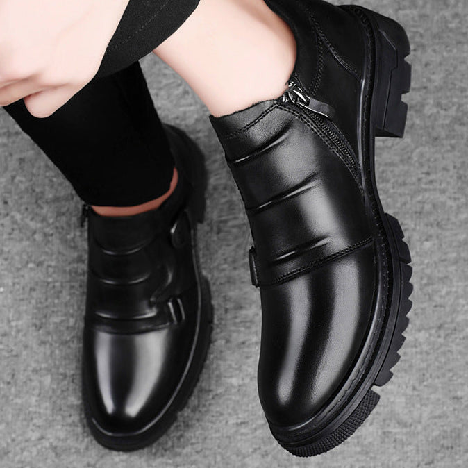 Axel | Men's Black Leather Oxford Shoes Buckle Detail