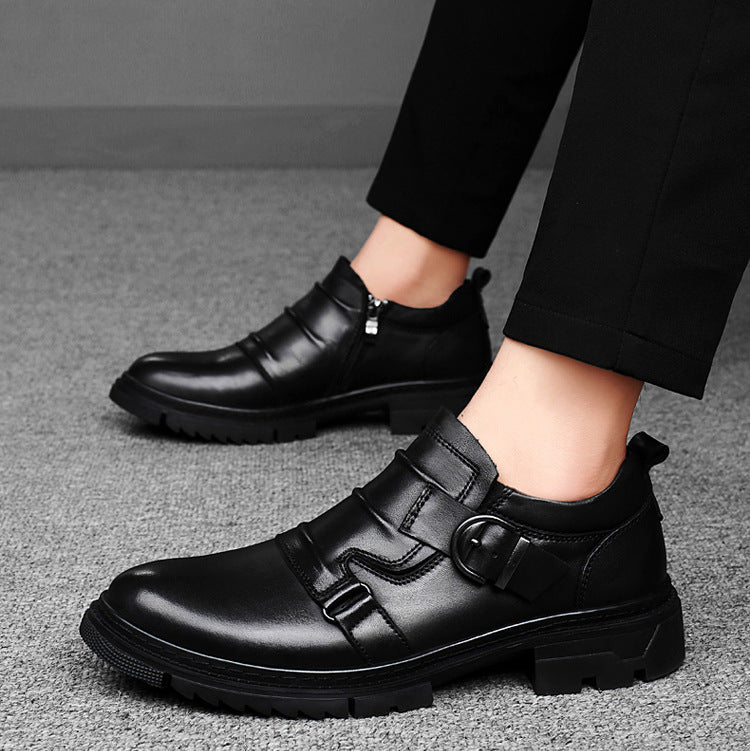Axel | Men's Black Leather Oxford Shoes Buckle Detail