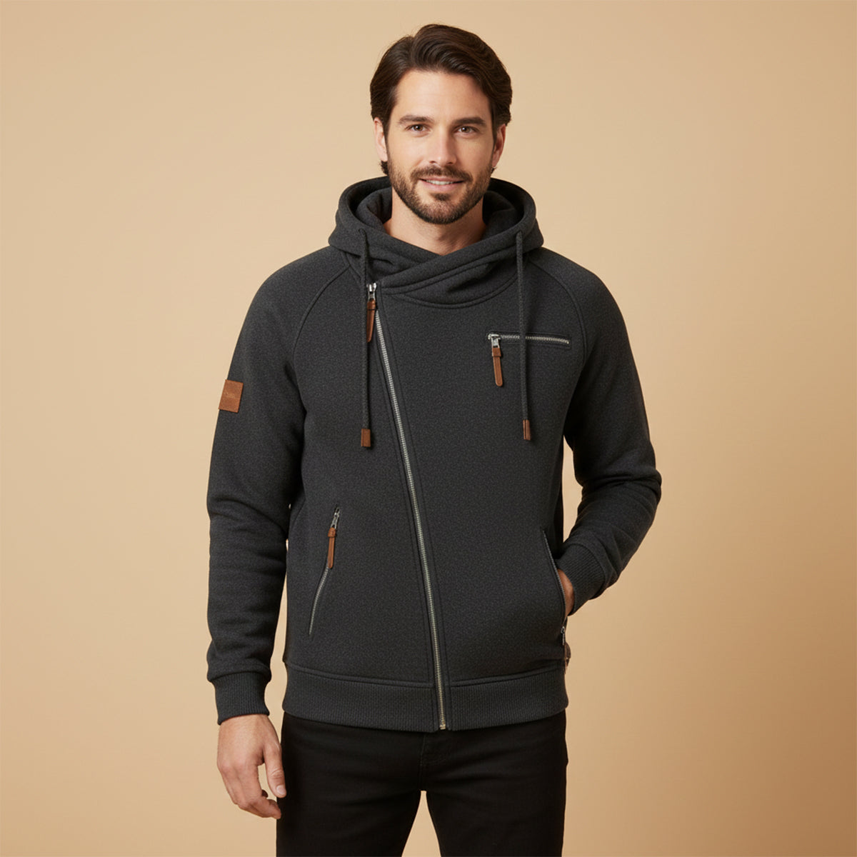 Rue | Men's Zip Up Hoodie Gray Utility Pockets