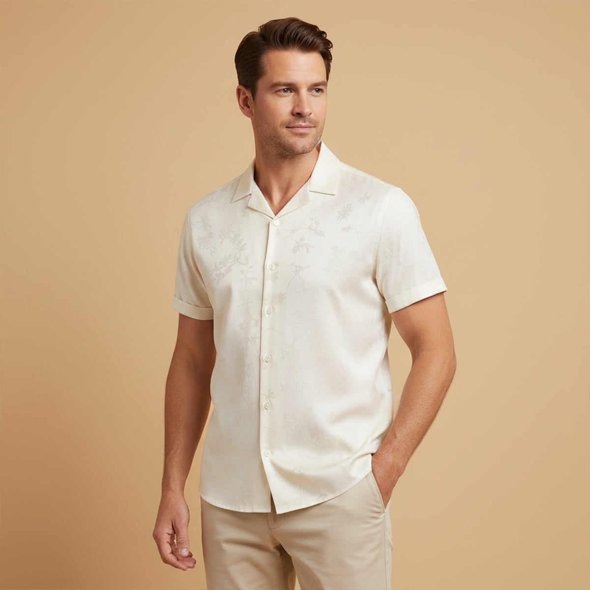 Rowan | Men's Camp Collar Shirt Black Short Sleeve
