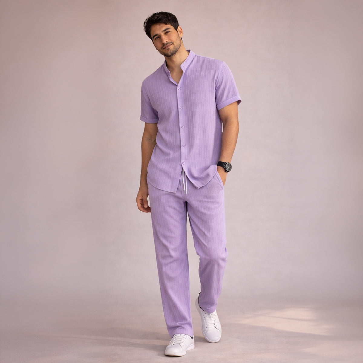 Rowan | Men's Casual Linen Shirt And Pants Set Mint Green
