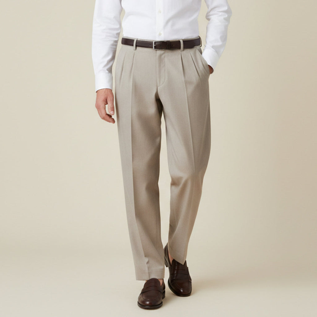 Dama Washington Lars men's pleated dress pants beige - front view