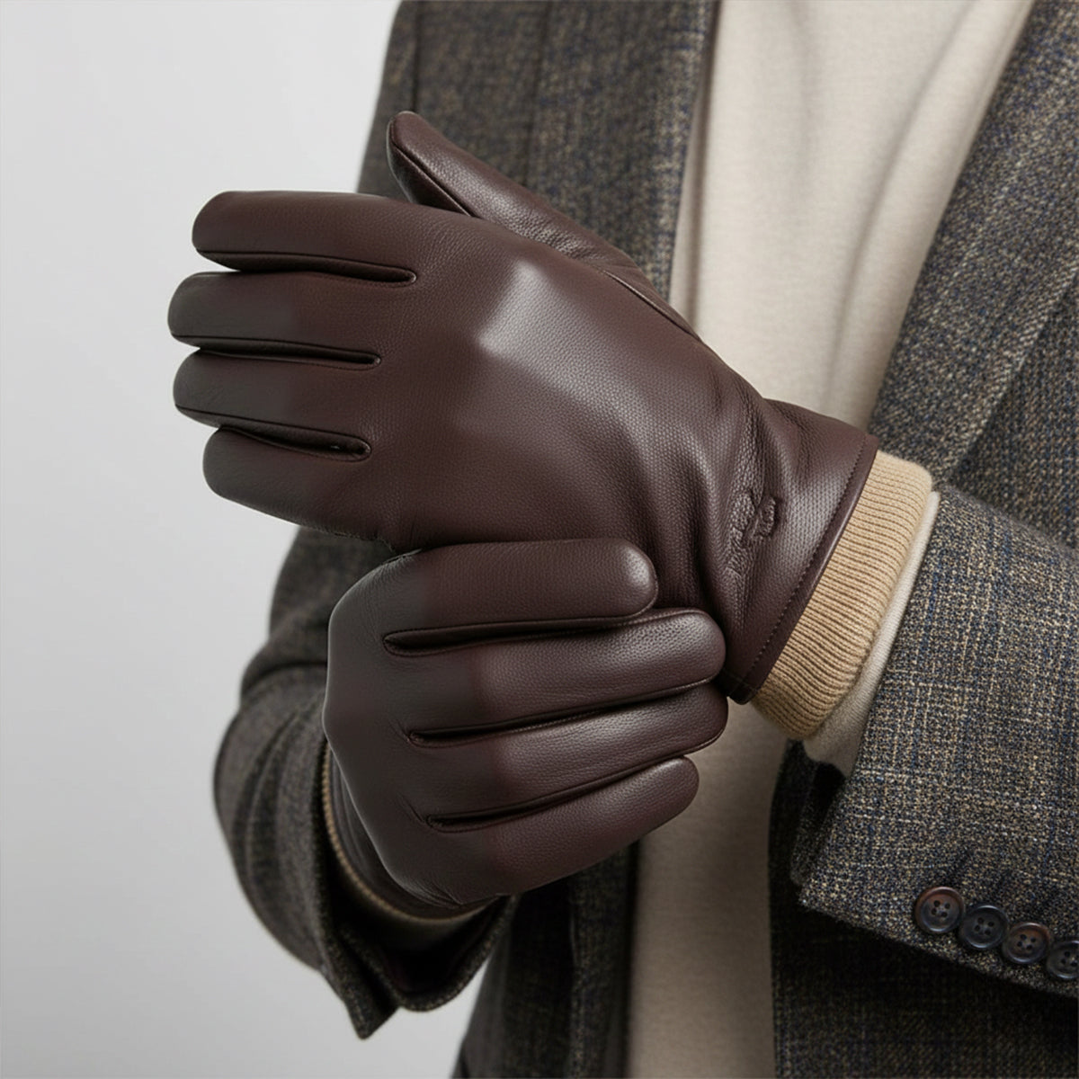 Rowan | Men's Leather Gloves Black Wool Lined Winter Driving