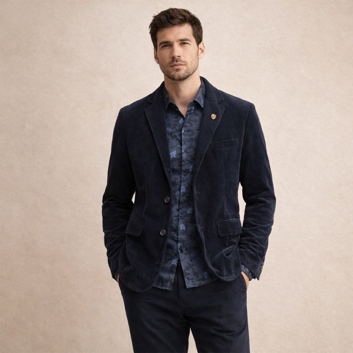 Beau | Men's Casual Corduroy Blazer Brown Single Breasted