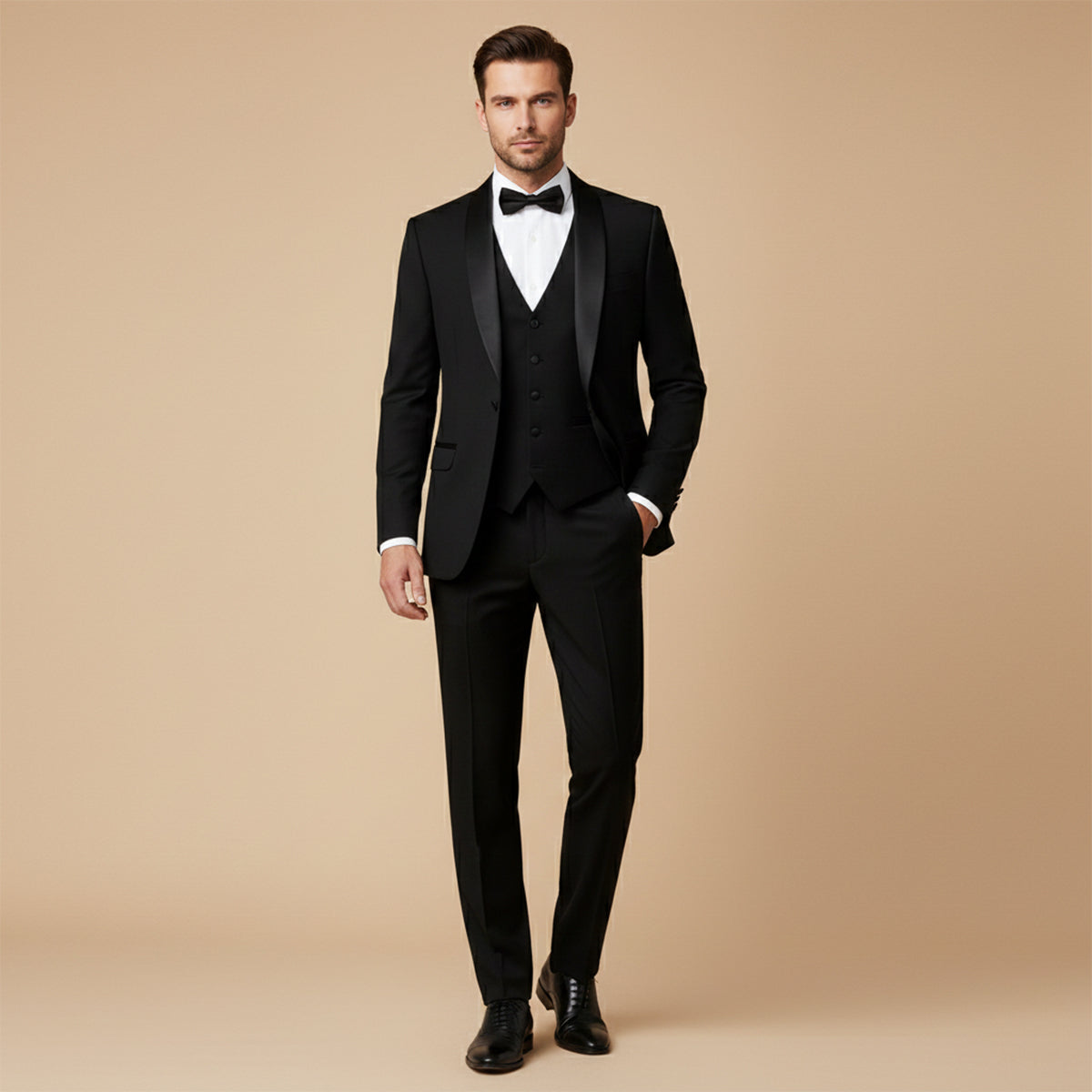 Wyatt | Men's Black Formal Suit Three Piece Tuxedo