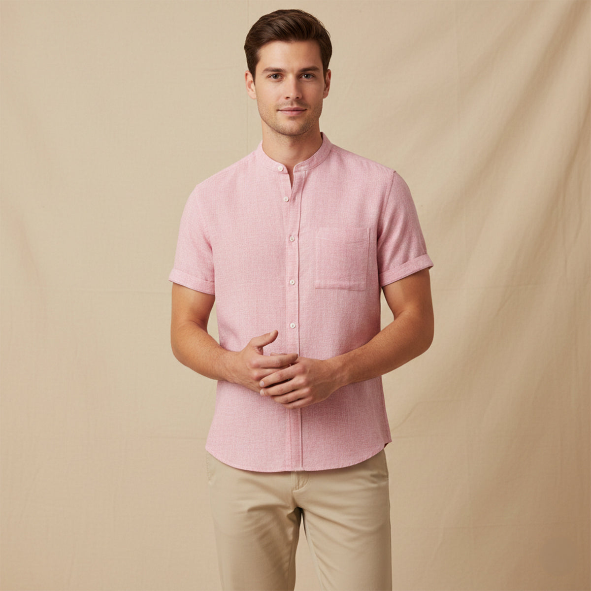 Axel | Men's Button Up Shirt Black Short Sleeve