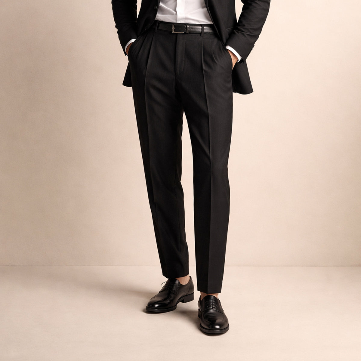 Axel | Men's Tailored Pleated Dress Pants Black
