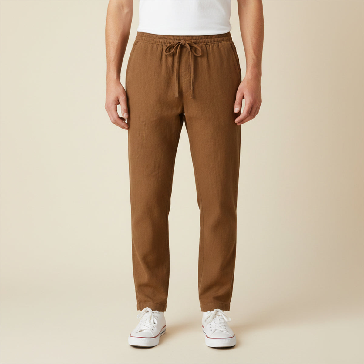 Beau | Men's Linen Pants Navy Drawstring Relaxed Fit