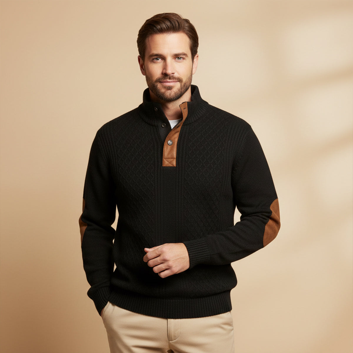 Jasper | Men's Quarter Zip Sweater Black Cashmere Knit