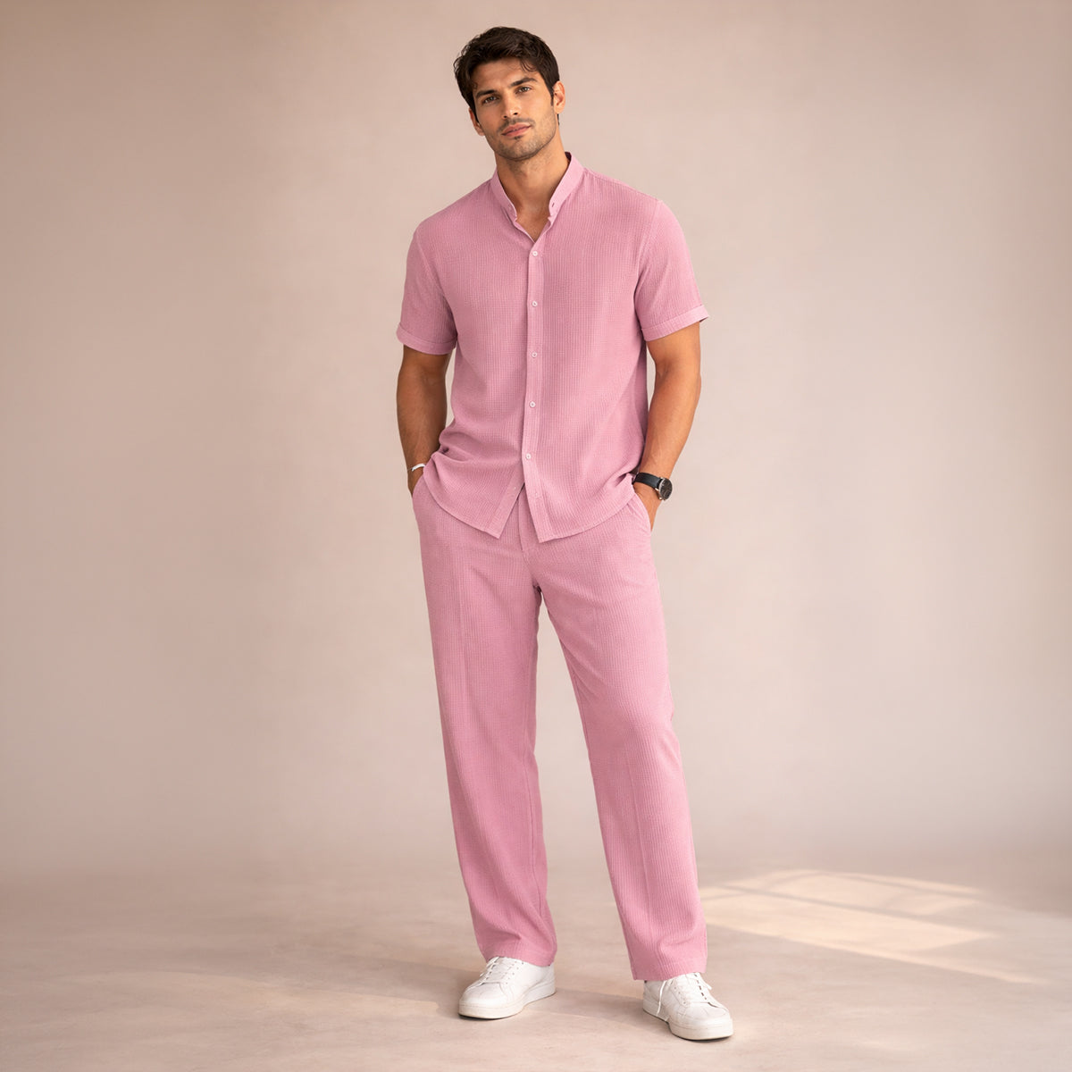 Rowan | Men's Casual Linen Shirt And Pants Set Mint Green