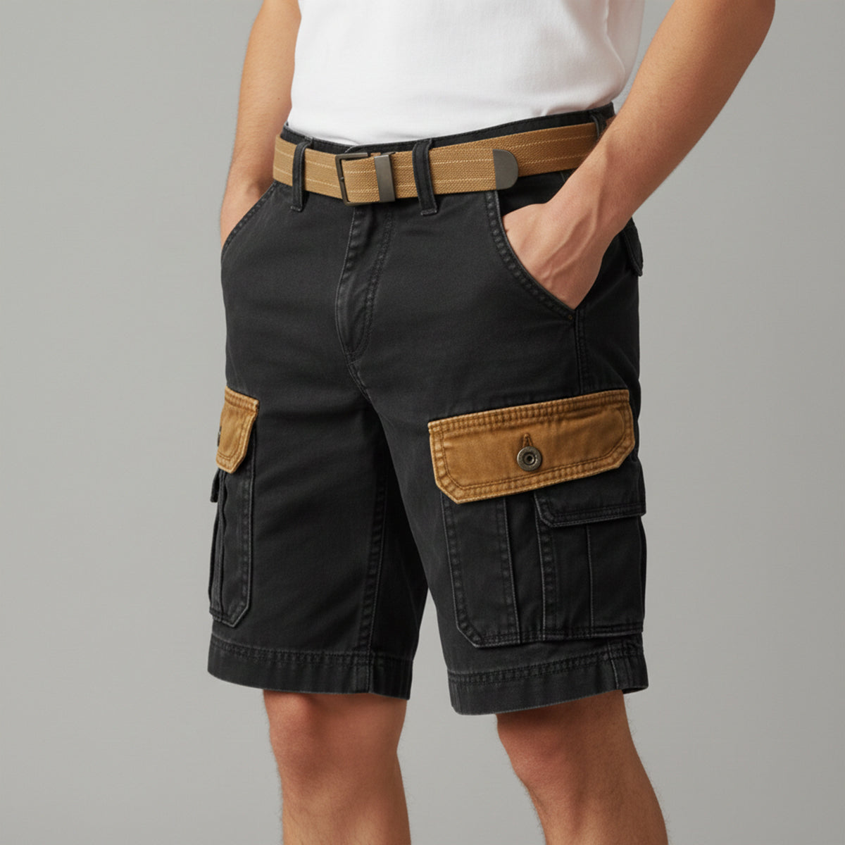 Axel | Men's Cargo Shorts Khaki Utility Pockets