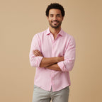 Dama Washington Kai men's linen blend button up shirt light blue - view 3