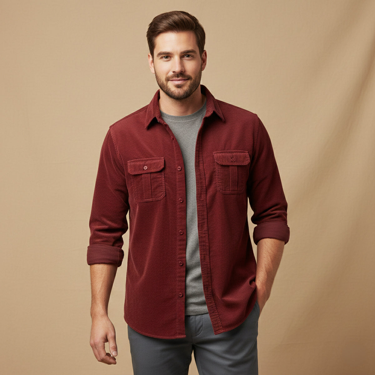 Ezra | Men's Denim Shirt Navy Long Sleeve Casual Button Up