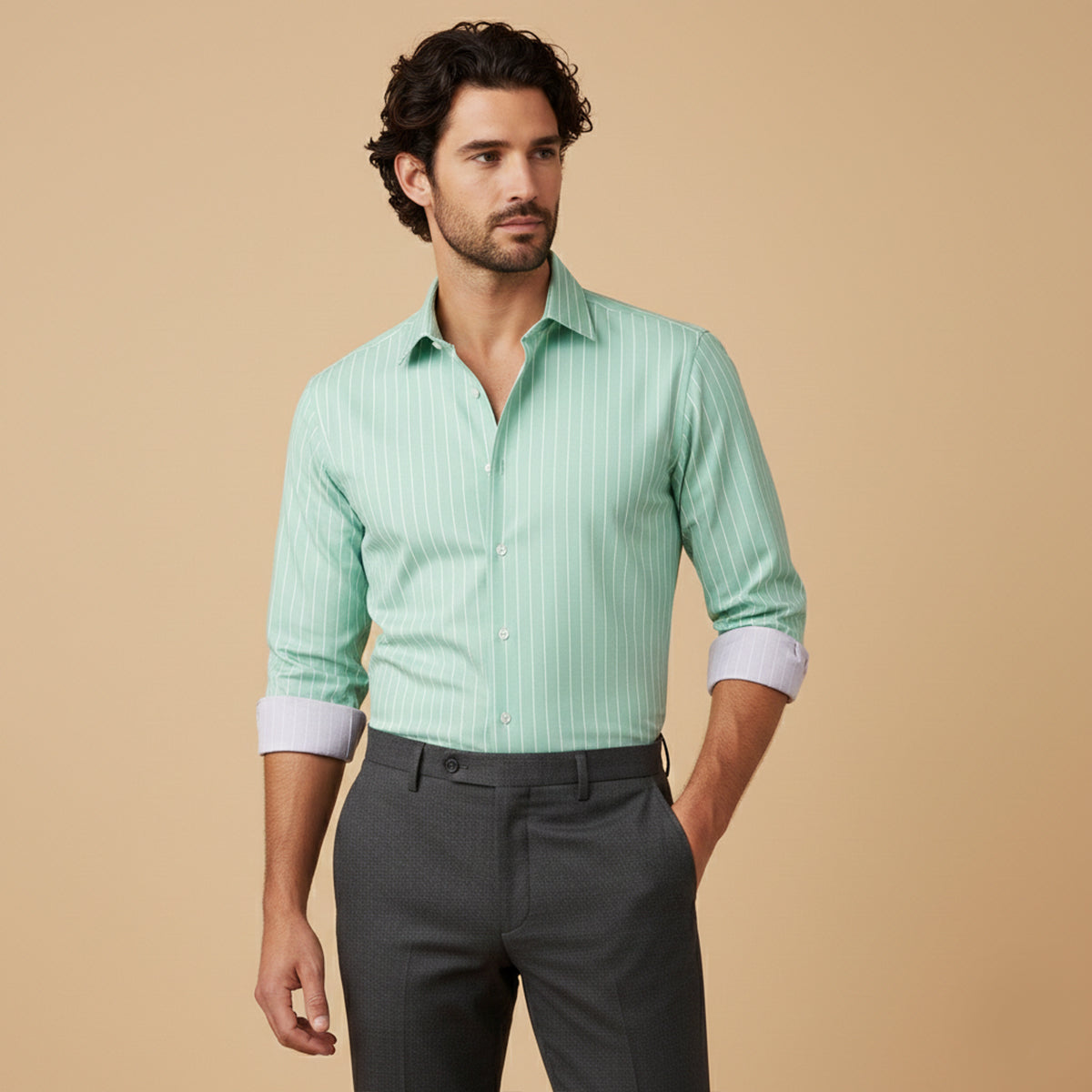 Blake | Men's Pinstripe Button Up Shirt Navy Long Sleeve