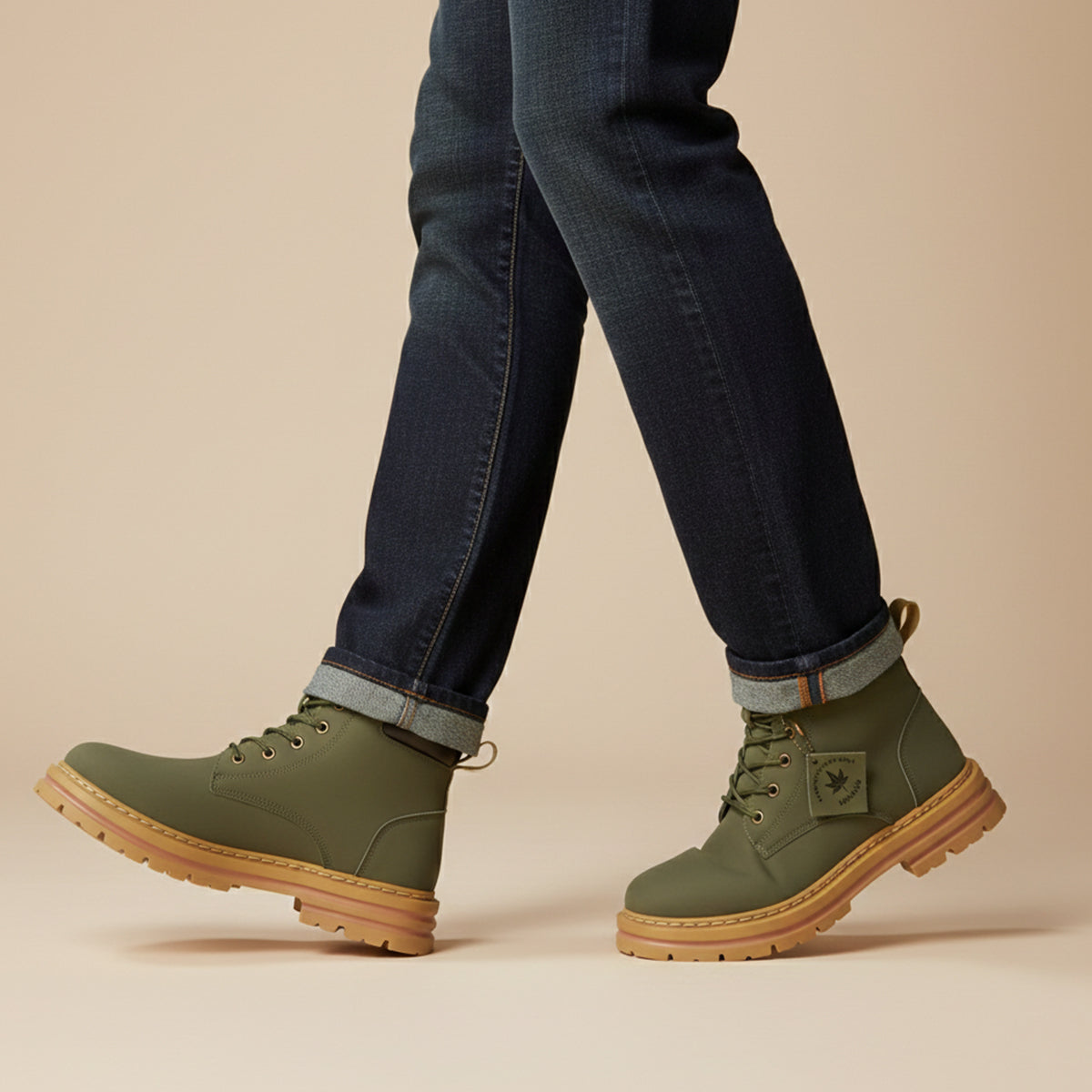 Beau | Men's Lace Up Work Boot Tan Platform Sole