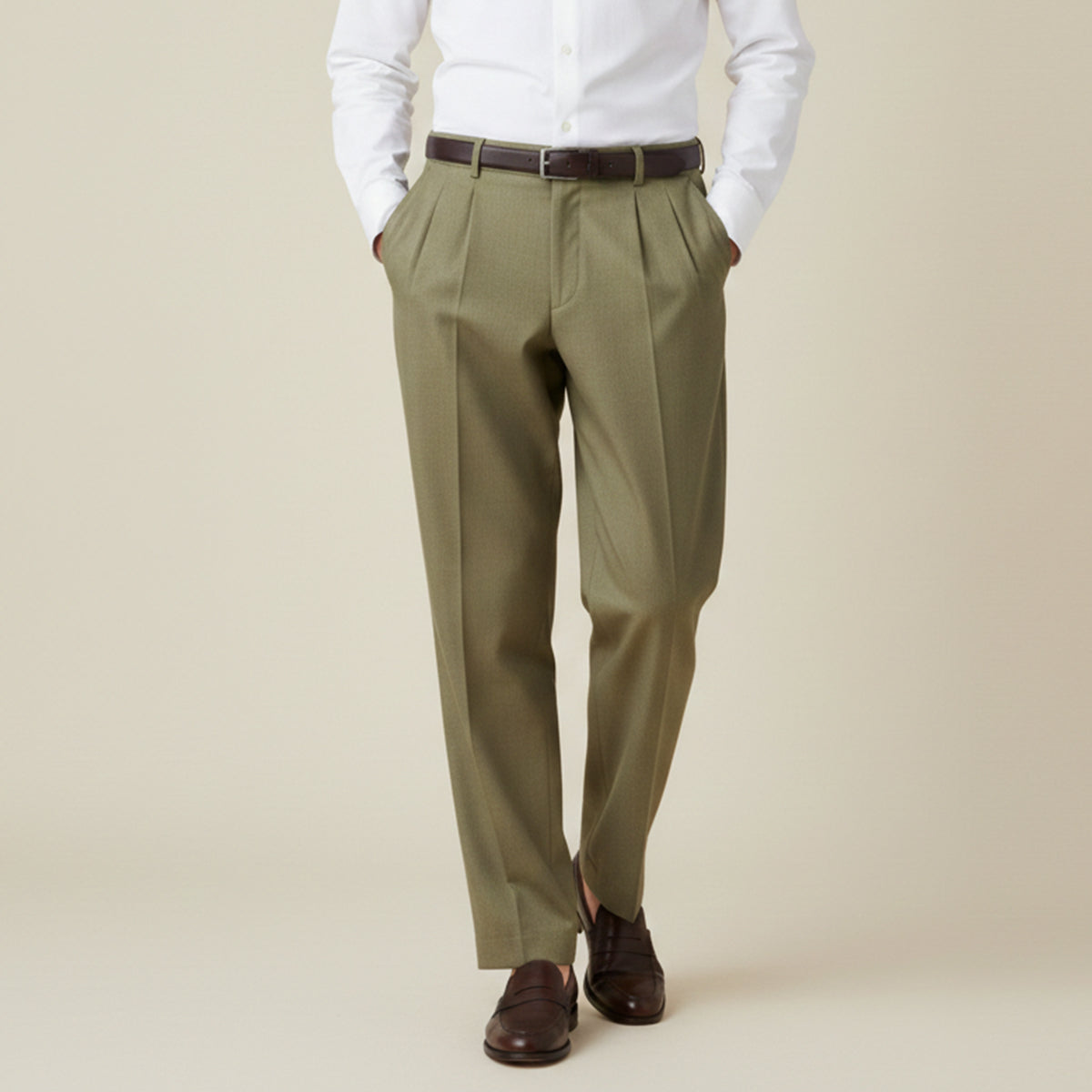 Lars | Men's Pleated Dress Pants Beige