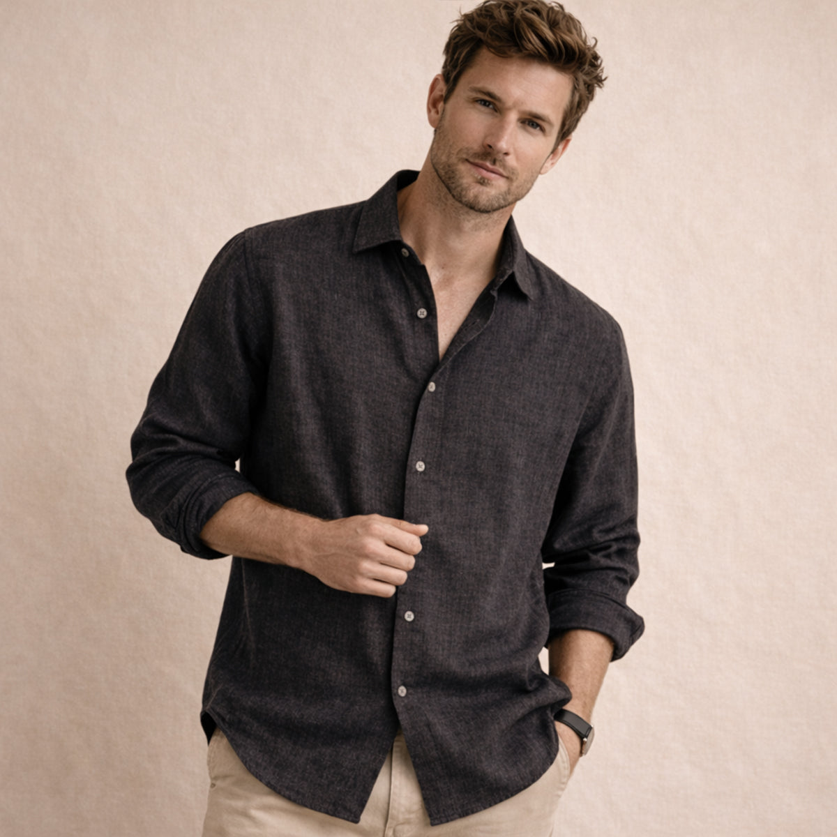 Sage | Men's Casual Linen Button Up Shirt Green Long Sleeve