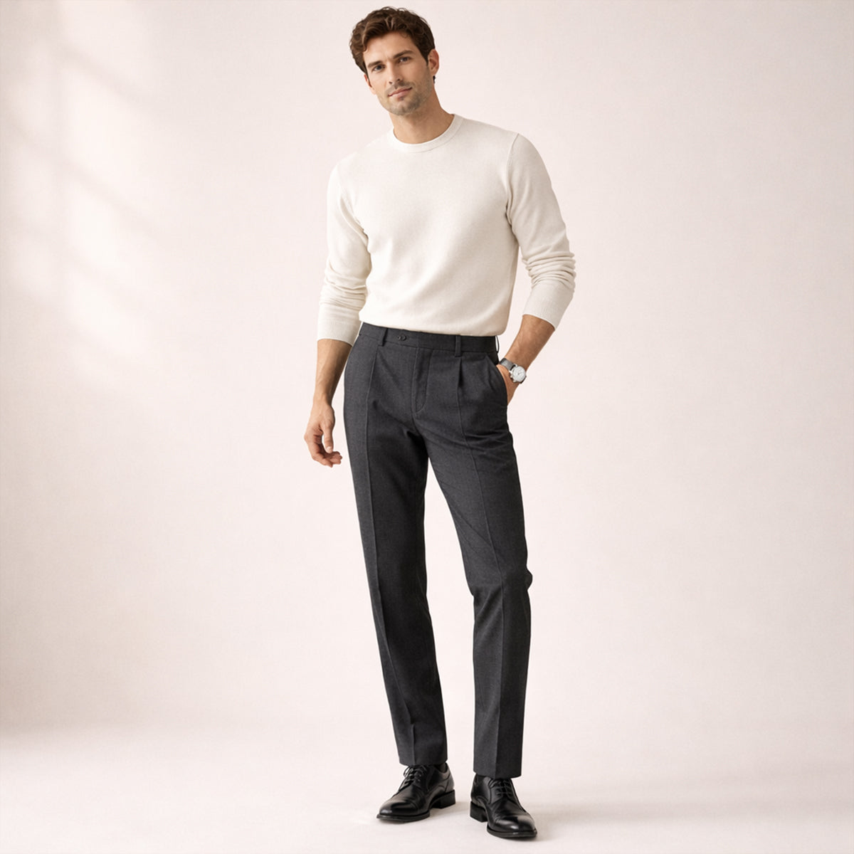 Sage | Men's Tailored Dress Pants Taupe Pleated