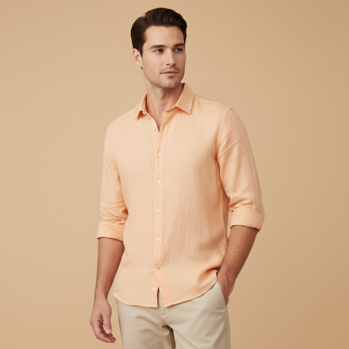 Beau | Men's Casual Button Up Shirt Black Cotton Linen