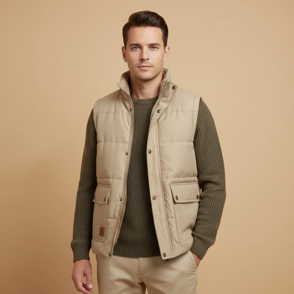 Rowan | Men's Puffer Vest Navy Down Filled Quilted Utility Pockets