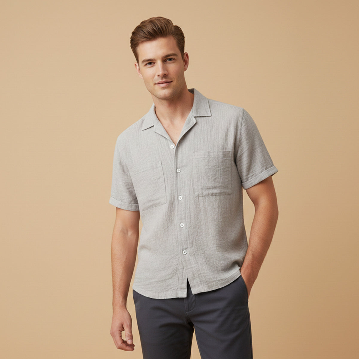 Blake | Men's Casual Relaxed Camp Collar Shirt Light Blue