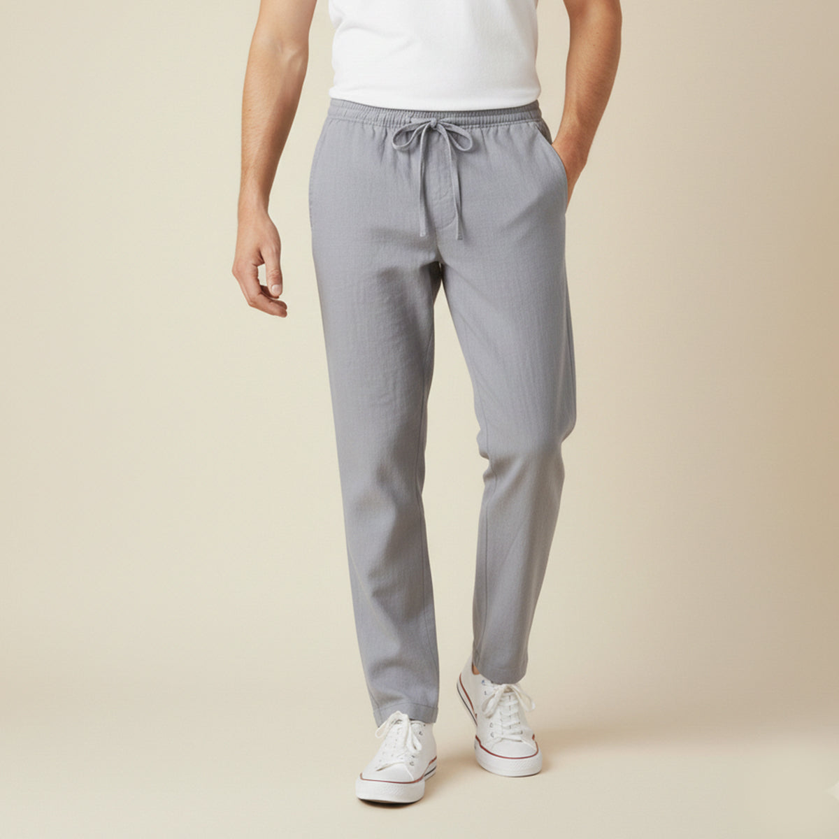 Beau | Men's Linen Pants Navy Drawstring Relaxed Fit