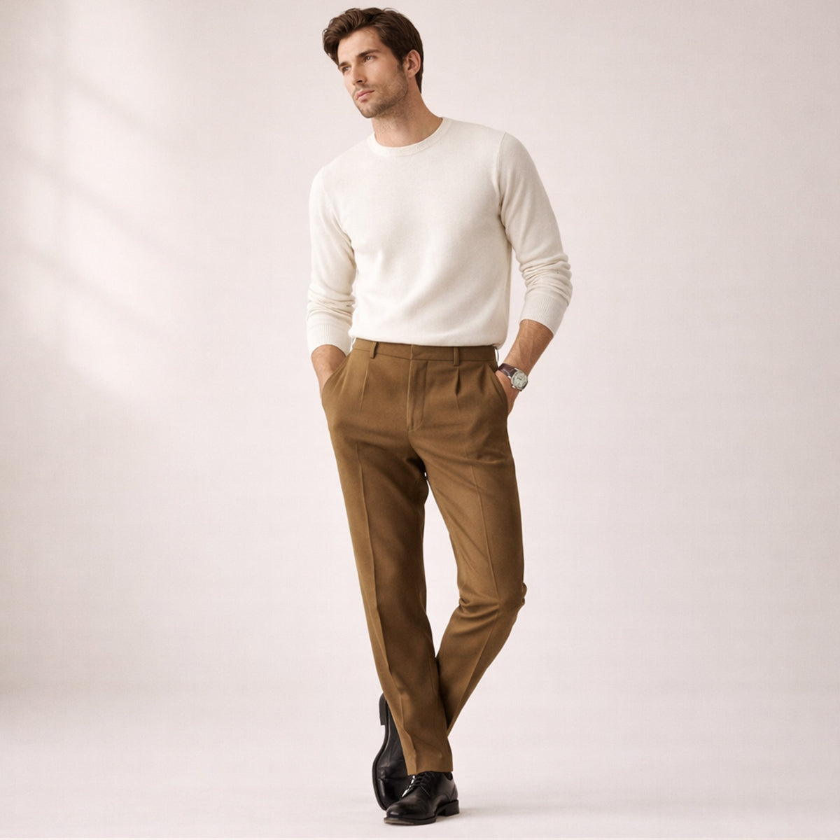 Sage | Men's Tailored Dress Pants Taupe Pleated