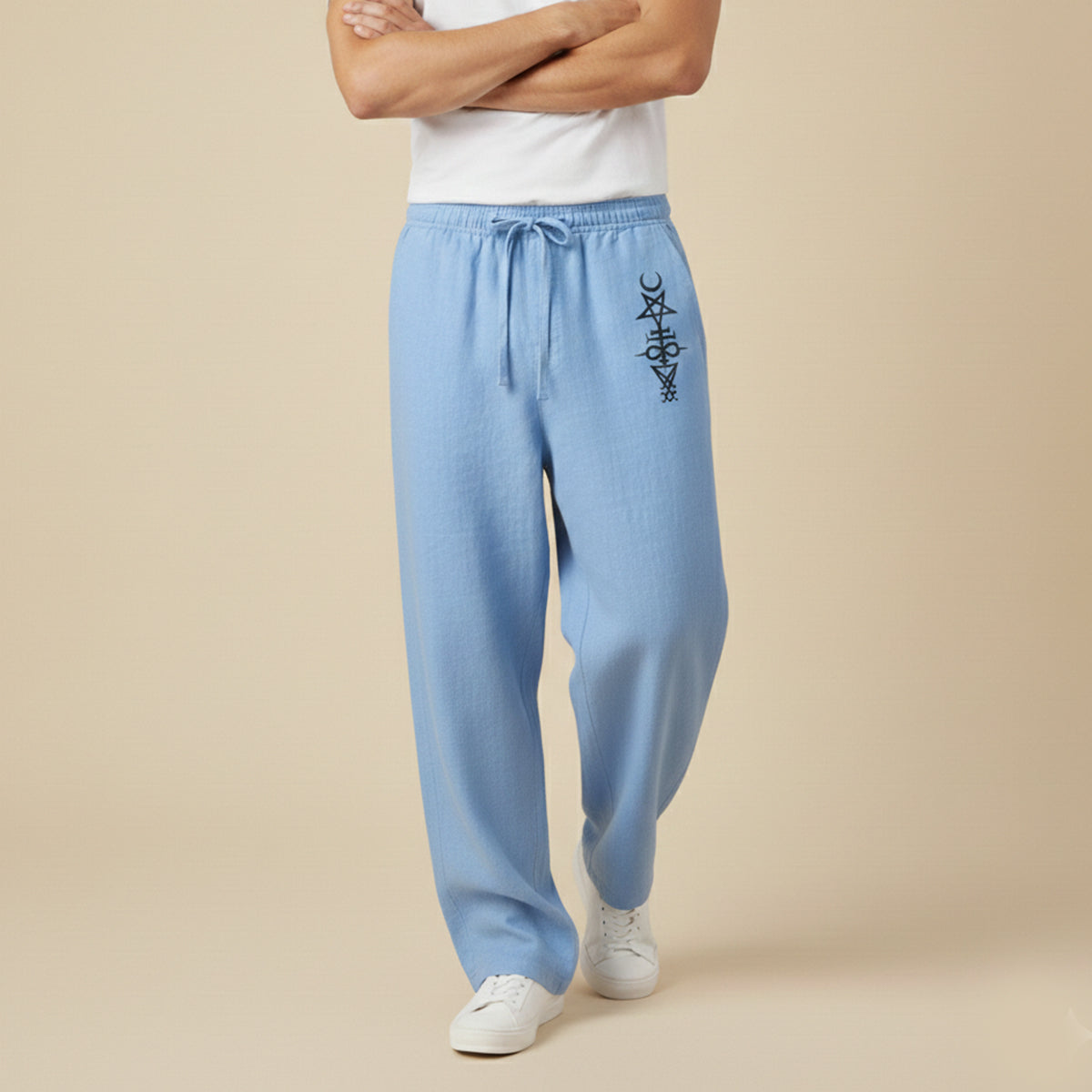 Sage | Men's Graphic Sweatpants Black Relaxed Fit