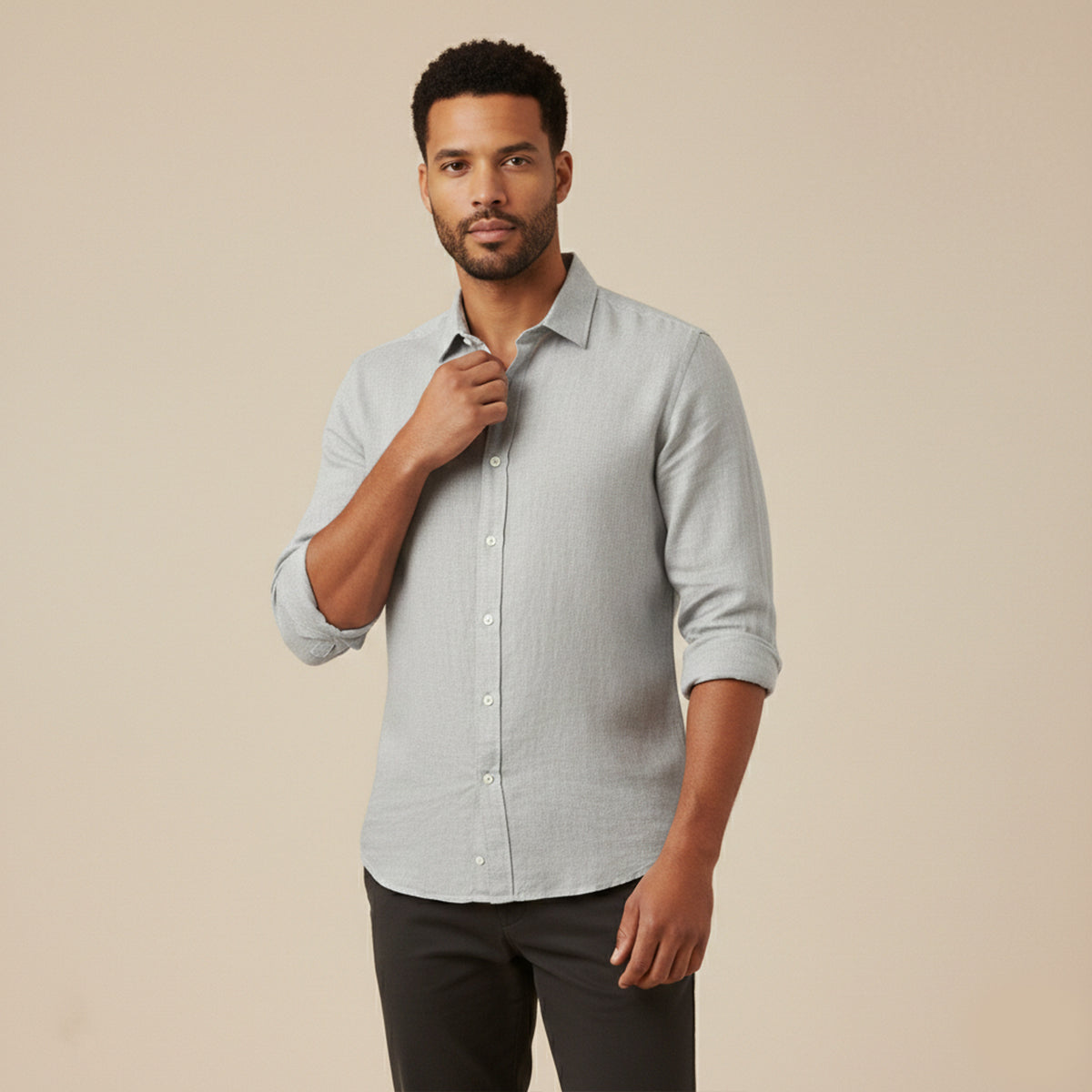 Wyatt | Men's Linen Shirt Light Blue Long Sleeve