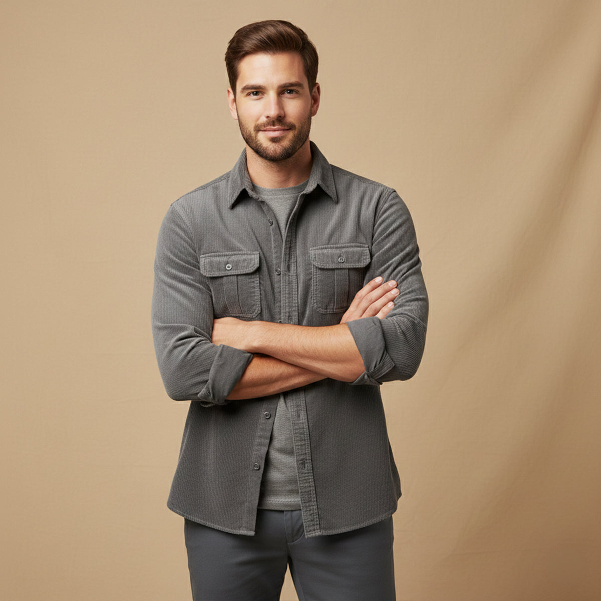Ezra | Men's Denim Shirt Navy Long Sleeve Casual Button Up