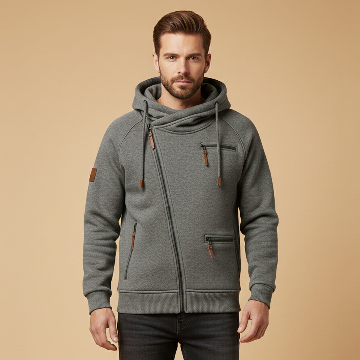 Rue | Men's Zip Up Hoodie Gray Utility Pockets