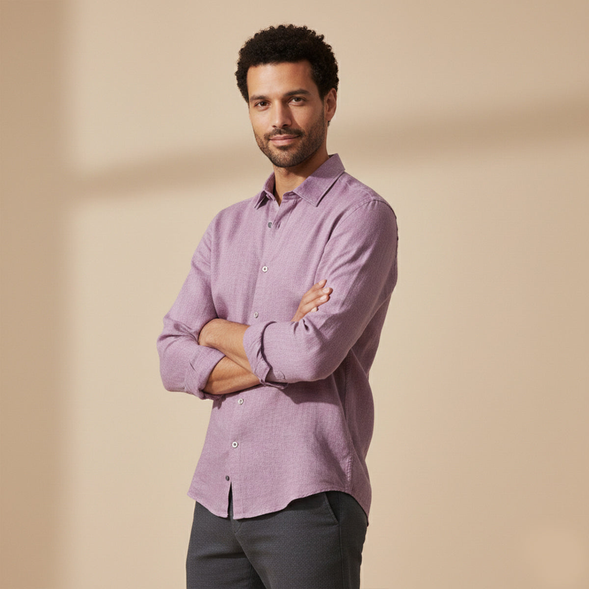 Ash | Men's Button Up Shirt Charcoal Gray Long Sleeve