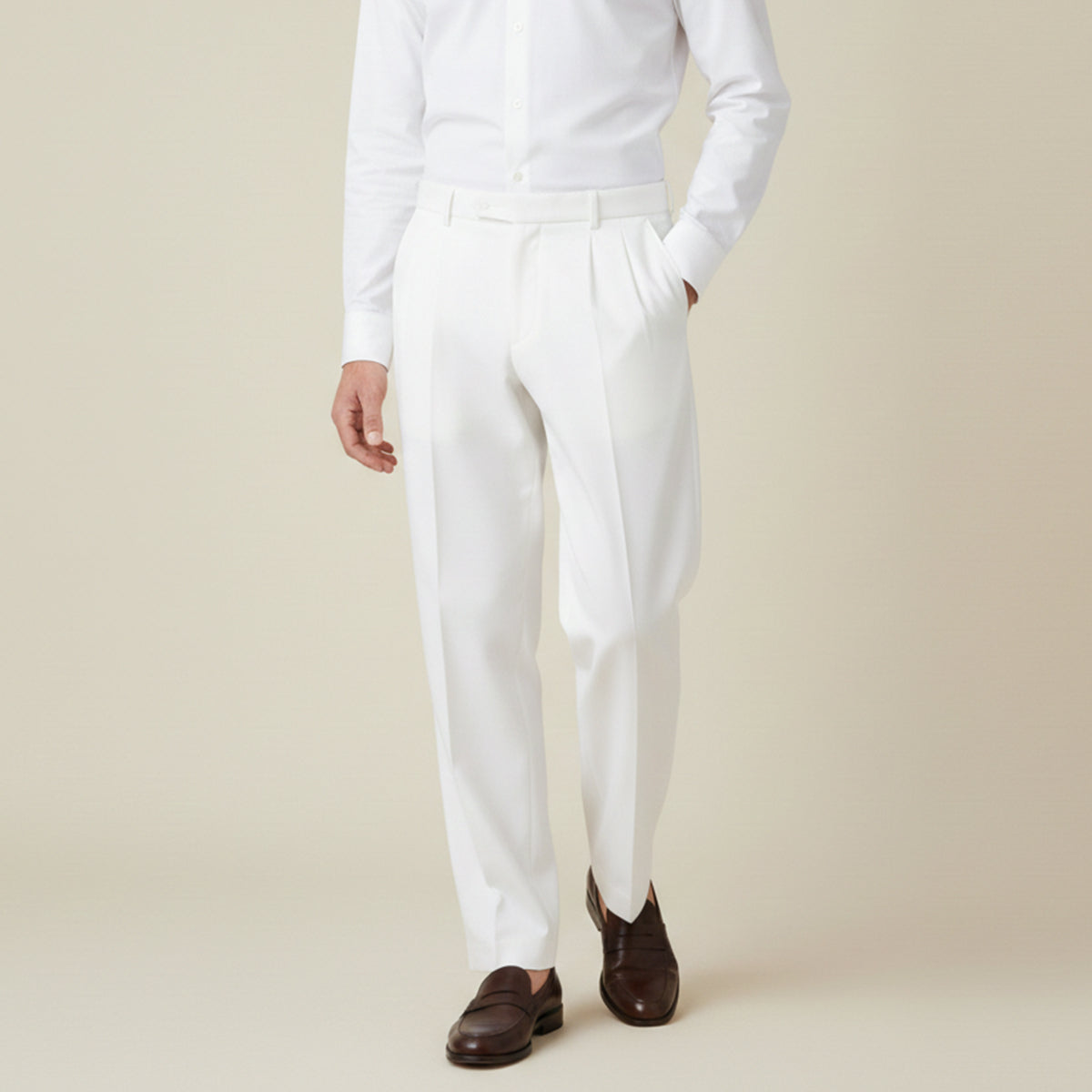 Lars | Men's Pleated Dress Pants Beige