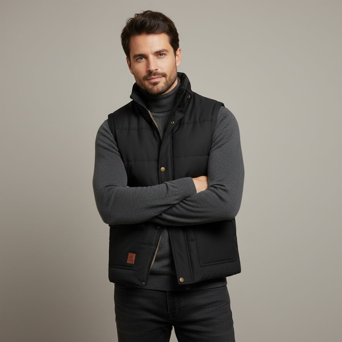 Rowan | Men's Puffer Vest Navy Down Filled Quilted Utility Pockets