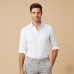 Dama Washington Kai men's linen blend button up shirt light blue - view 4