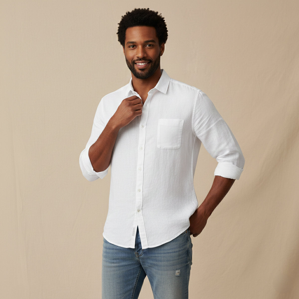 Luca | Men's Linen Button Up Shirt Light Green