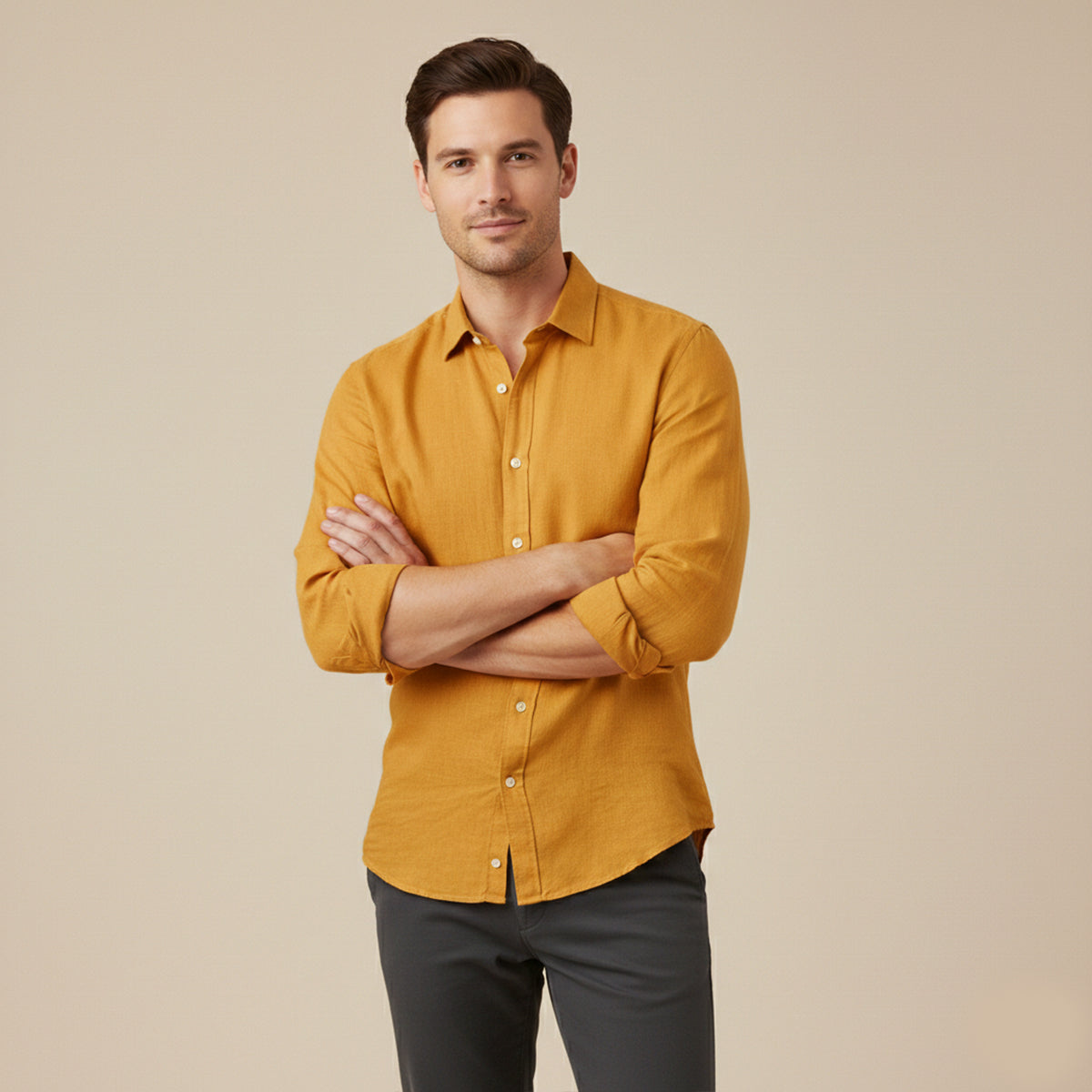 Wyatt | Men's Linen Shirt Light Blue Long Sleeve