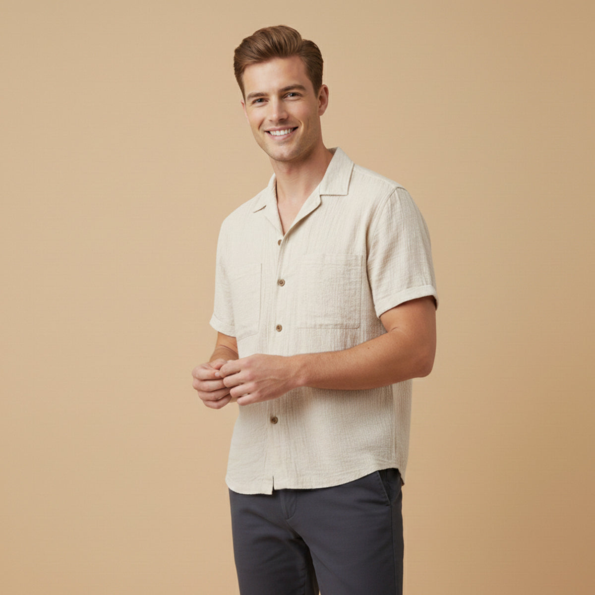 Blake | Men's Casual Relaxed Camp Collar Shirt Light Blue