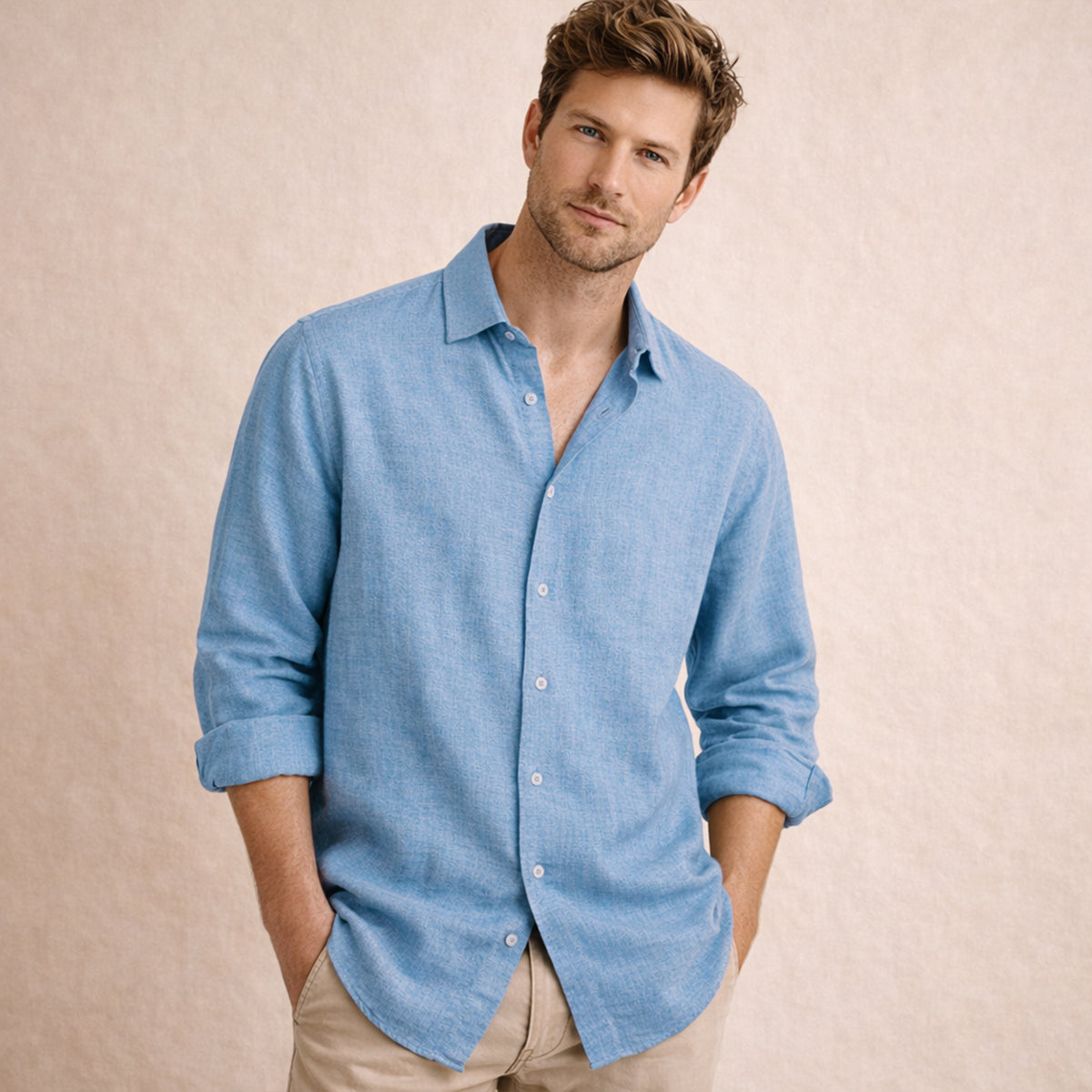Sage | Men's Casual Linen Button Up Shirt Green Long Sleeve