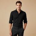 Dama Washington Rory men's pinstripe button down shirt black long sleeve - front view