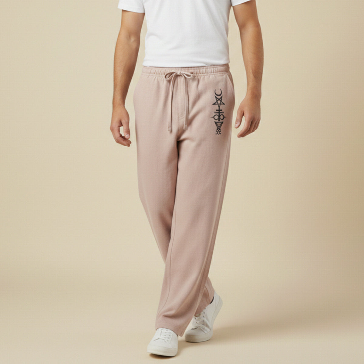Sage | Men's Graphic Sweatpants Black Relaxed Fit