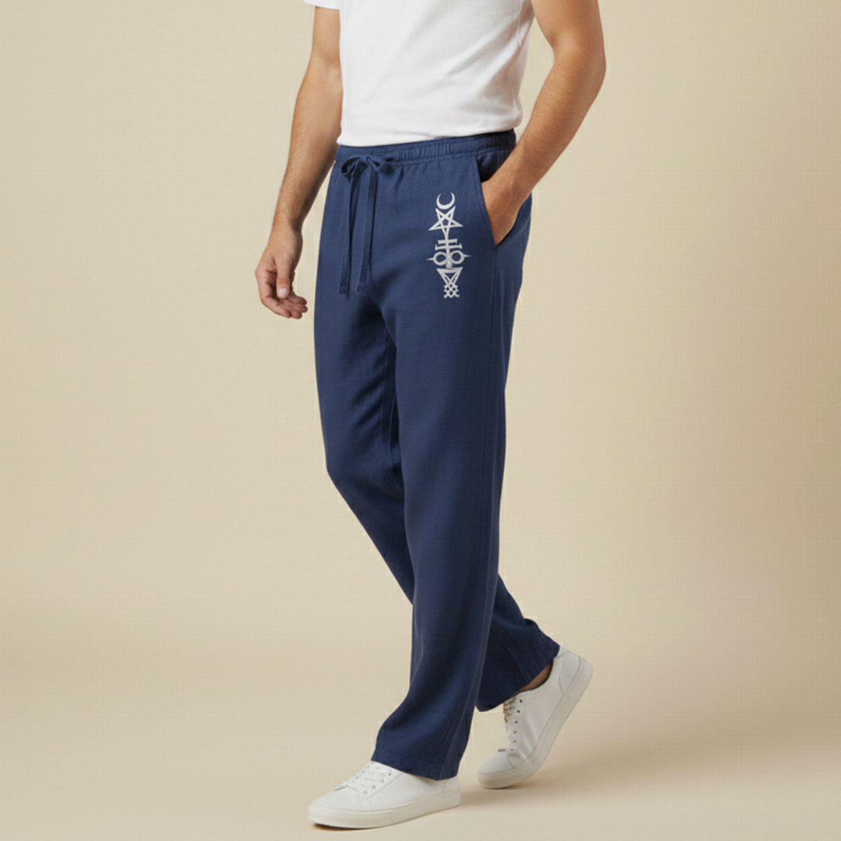 Sage | Men's Graphic Sweatpants Black Relaxed Fit