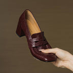 Dama Washington Camille women's block heel loafers burgundy slip on - view 6