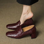 Dama Washington Camille women's block heel loafers burgundy slip on - front view