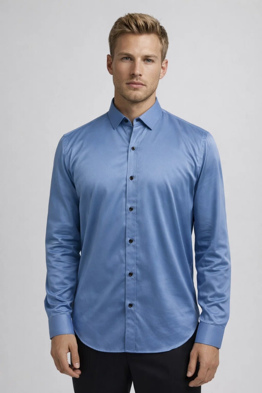Axel | Men's Button Up Shirt Light Blue Long Sleeve