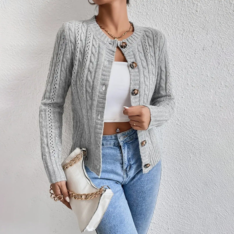 Dama Washington Caterina women's button-down cable knit cardigan - front view
