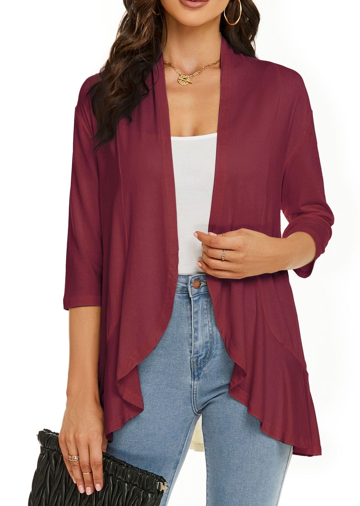 Dama Washington Briar open front draped cardigan - view 8
