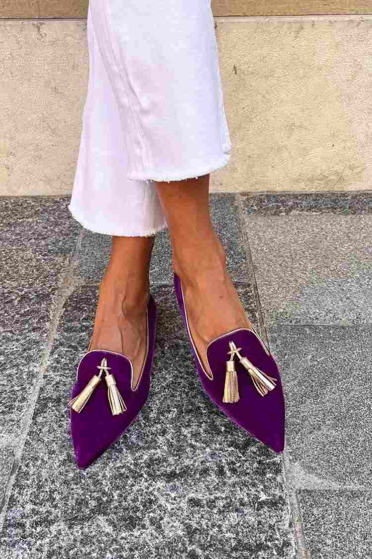 Maeve | Women's Velvet Loafer Burgundy Tassel Flat