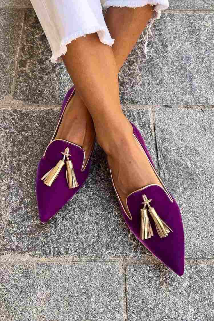 Maeve | Women's Velvet Loafer Burgundy Tassel Flat