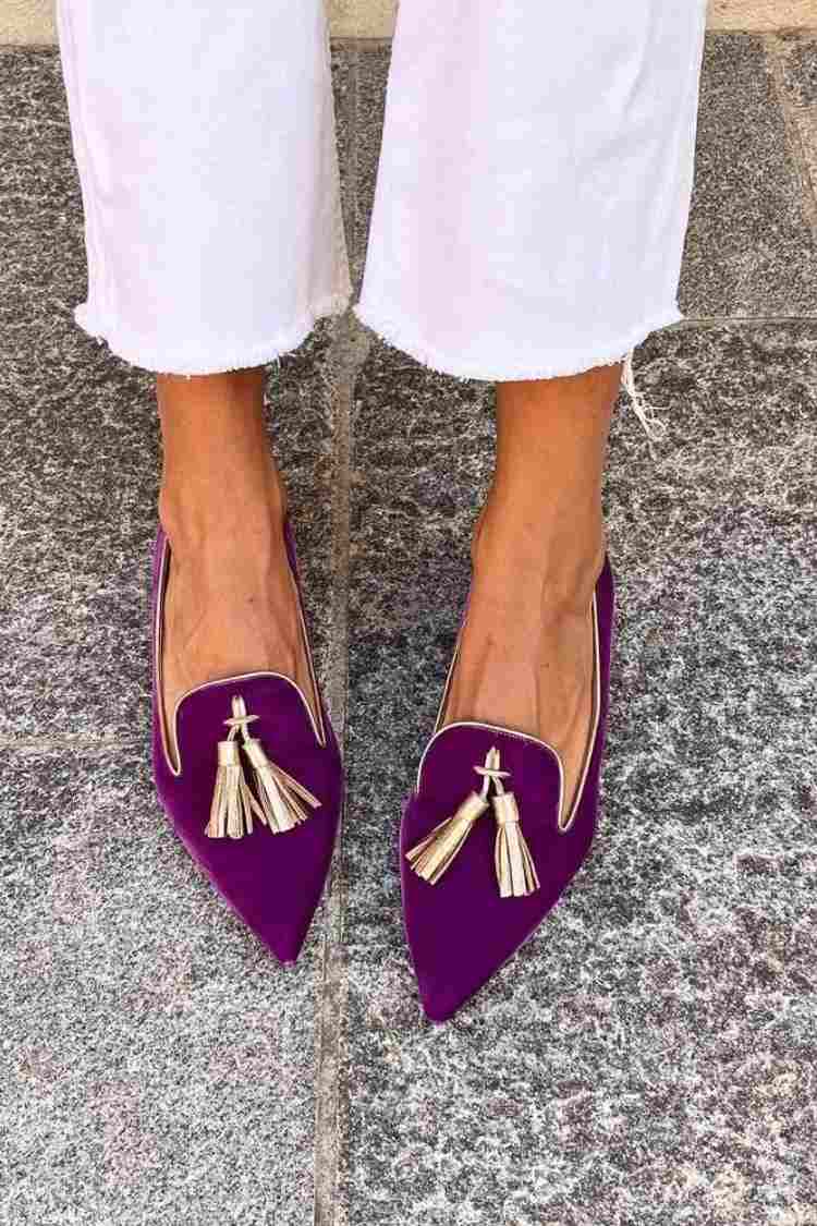 Maeve | Women's Velvet Loafer Burgundy Tassel Flat